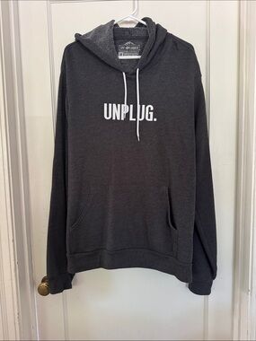 UNPLUG. Charcoal Hooded Pullover Sweatshirt